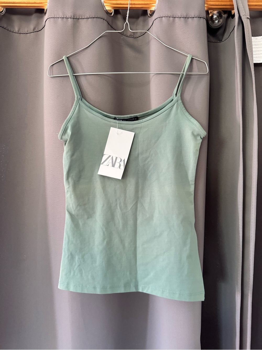 Zara Sage Green Slim Spaghetti Strap Camisole